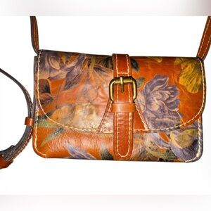 Patricia Nash Sienna Sunset Leather Phone Crossbody Floral Organizer Bag